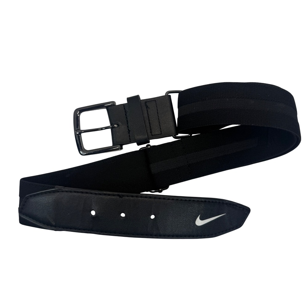 Nike Baseball Softball Belt Black Elastic Synthetic Leather OS Adjustable Sport